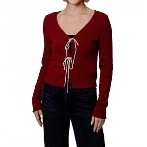 NEW DESIGN HISTORY crystal bow cardigan in cherry